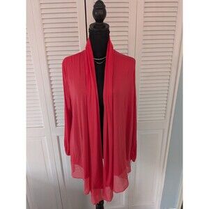 Adrienne Vittadini Open Drape Front Cardigan Women's XL Coral Knit Chiffon New